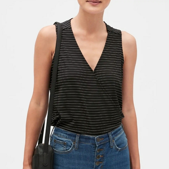 Banana Republic Tops - Banana Republic Stripe Jersey Wrap Front Top